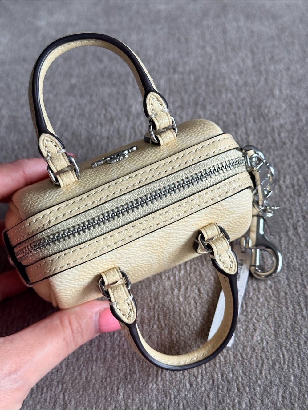 Coach Mini Rowan Satchel Bag Charm Keychain in Light Yellow NWT - Picture 5 of 6